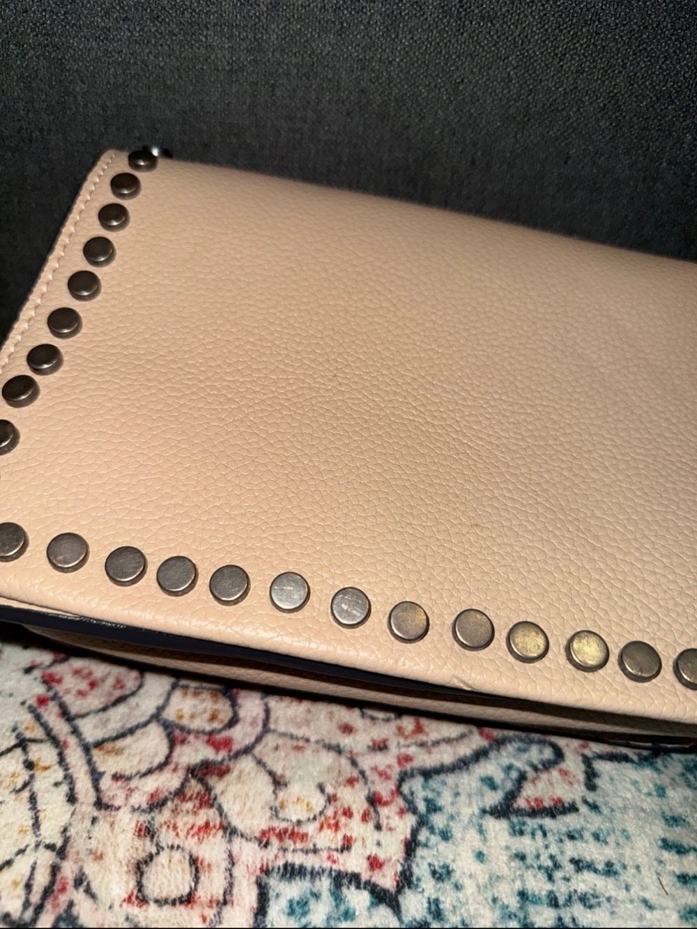 Steve Madden Taupe Pebbled Leather Studded Crossbody - Picture 2 of 6